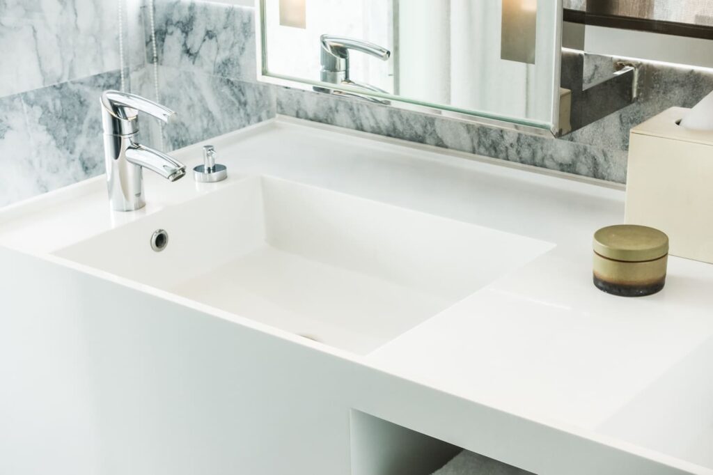Kitchen countertop project showcase featuring custom stone surfaces