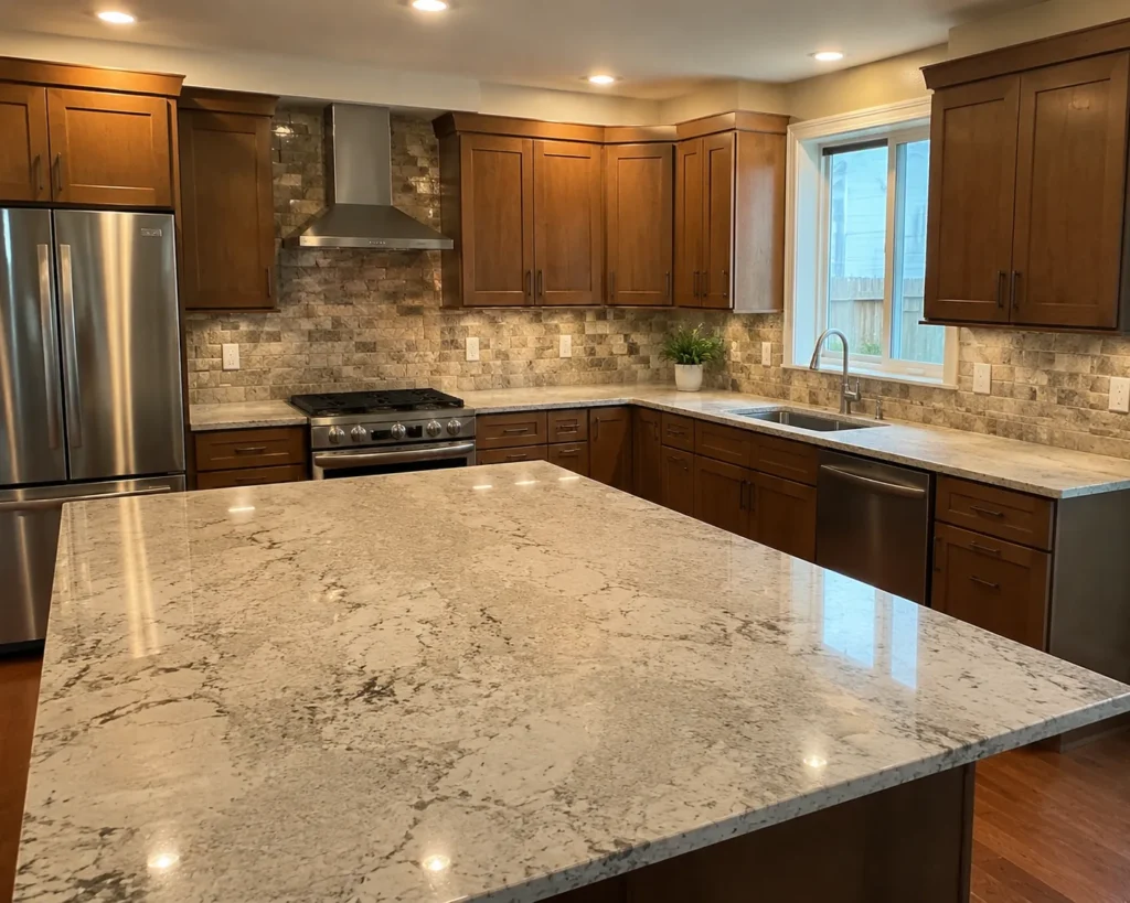 Local countertop installers creating a finished luxury kitchen countertop design