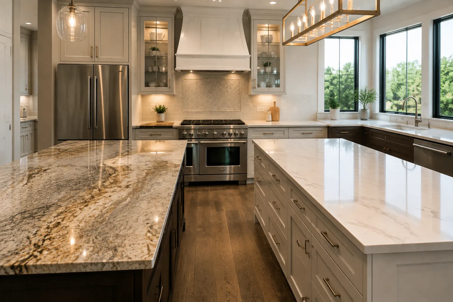 Granite vs quartz cost comparison for modern kitchen countertops