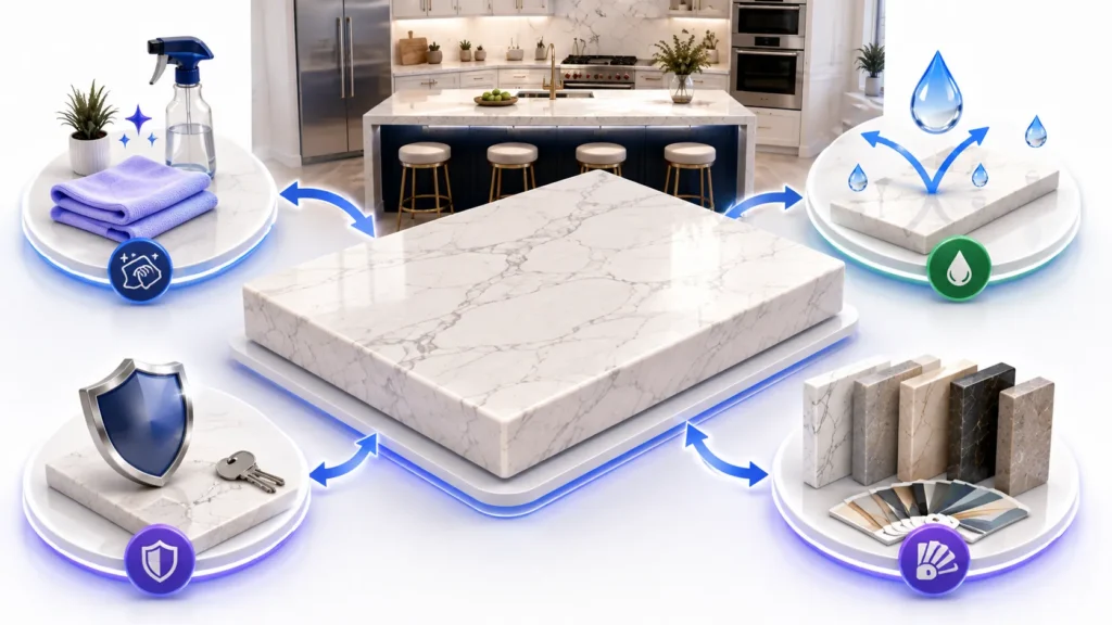 Durable and low maintenance quartz countertop
