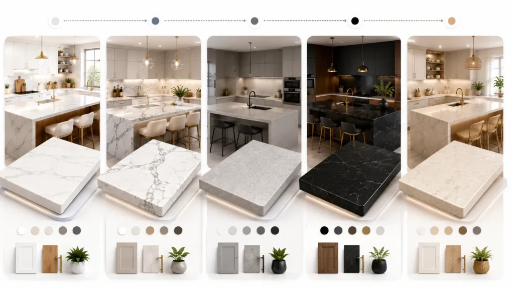 Best quartz countertop colours and designs for kitchens