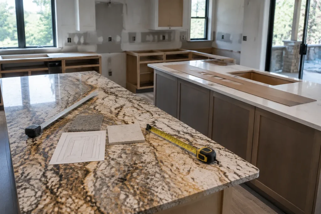 Granite and quartz countertop installation cost measurement process