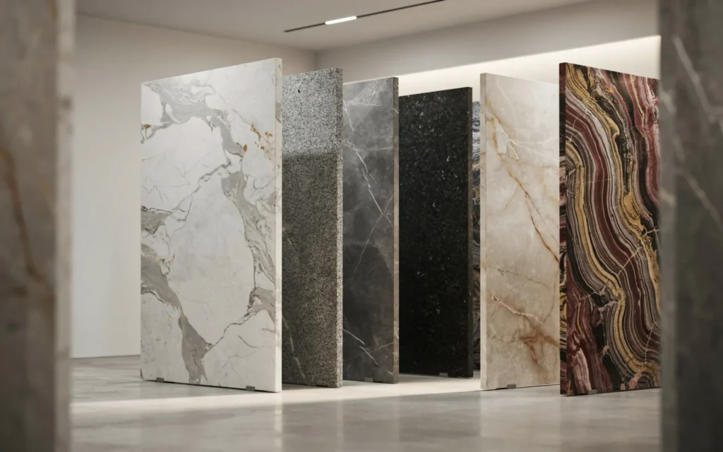 Different granite slab options for bathroom countertops