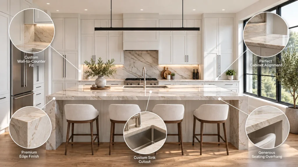 Custom kitchen countertops design and installation
