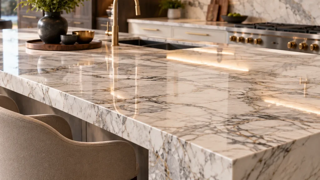 modern kitchen with stone countertops
