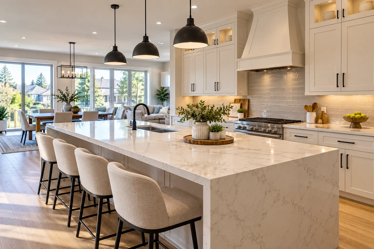Modern custom kitchen countertop and island in Cambridge Ontario